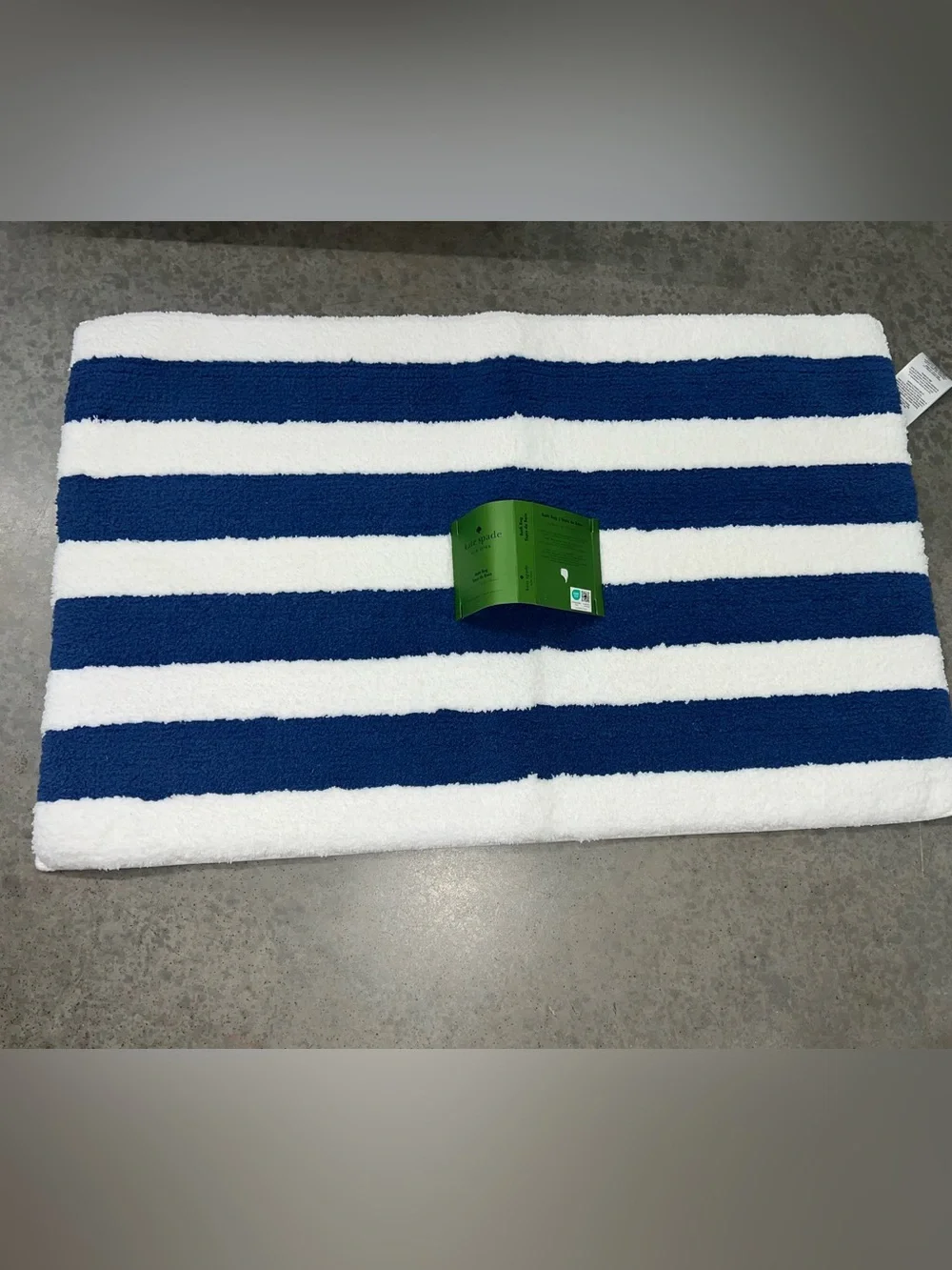Kate Spade New York Royal Blue & White Striped Bath Mat/Rug Size 21x34
